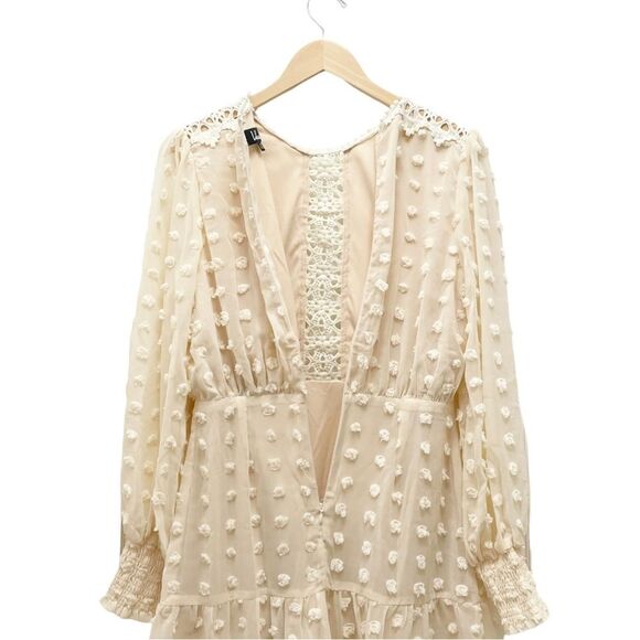 Lulus Lust or Love Cream Embroidered Lace Long Sleeve Dress Women’s Size Small - Picture 9 of 16
